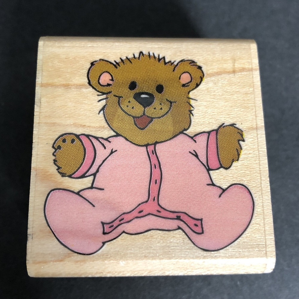 Rubber Stampede Suzy's Zoo Rubber Stamp Baby Teddy 253-C Wood Mounted